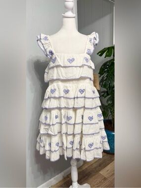 #13)   NWT INNIKA  Choo Dress 100% Cotton  & Purple Embroidered Heart